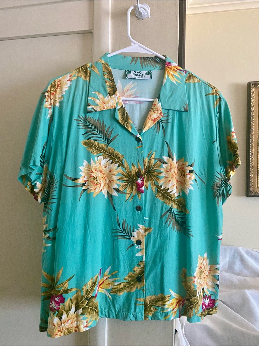 Two Palms Aqua Hawaiian Shirt